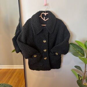 Free People
So soft teddy coat in black 
New without tag